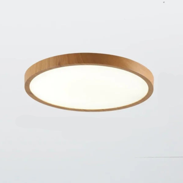 Luz de Techo Circular Ultradelgada de Nogal para Estilo Moderno
