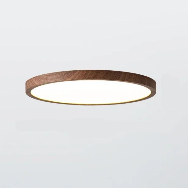 Luz de Techo Circular Ultradelgada de Nogal para Estilo Moderno