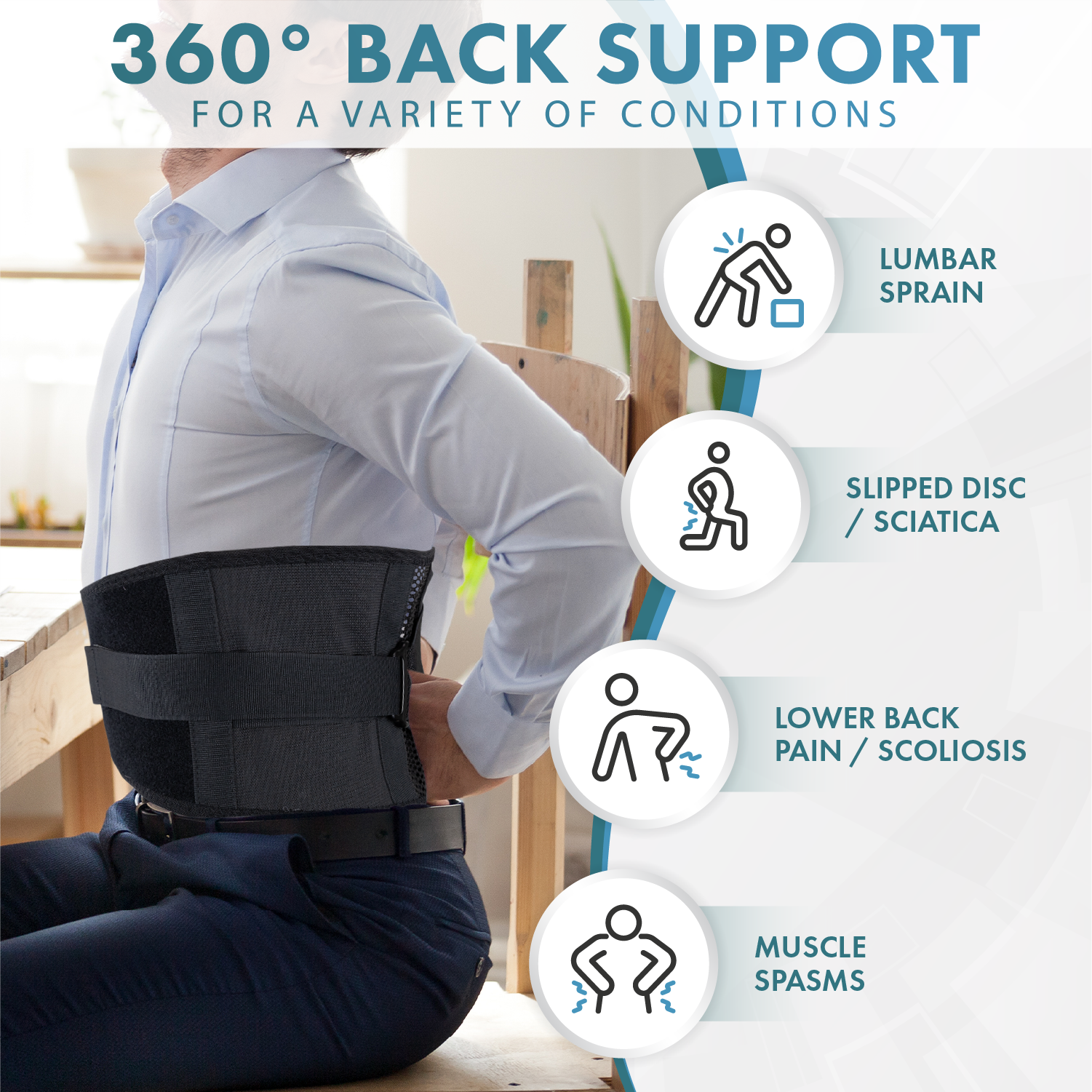 Cinturón de Soporte Lumbar Ligero Unisex para Alivio del Dolor