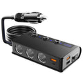 Adaptador de Cargador Rápido Universal para Coche de 4 Puertos con USB y Enchufes para Encendedor