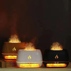 Ambiente relajante con efecto de fuego y niebla suave