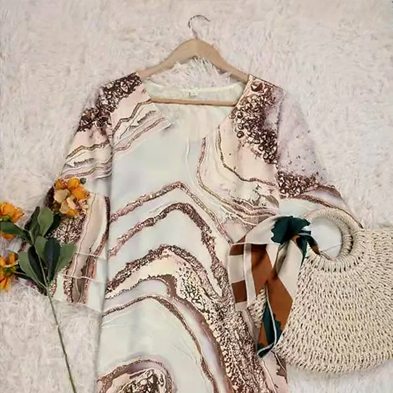 Hermoso Vestido de Verano con Mangas de Campana para Mujeres