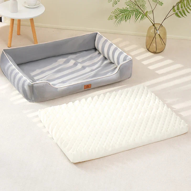 Cama para Mascotas de Confort de Terciopelo Suave con Cojín y Respaldo