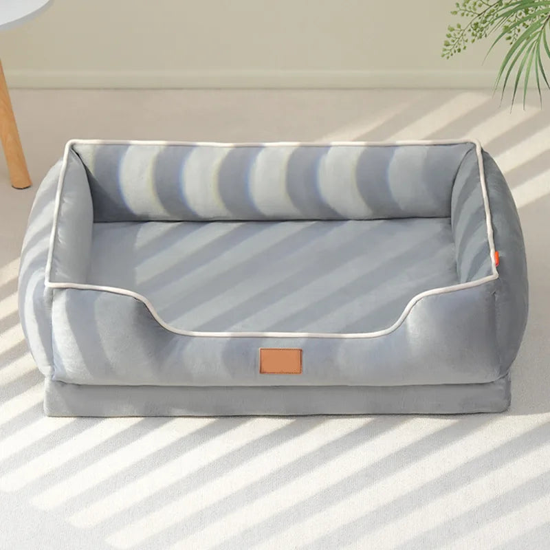 Cama para Mascotas de Confort de Terciopelo Suave con Cojín y Respaldo