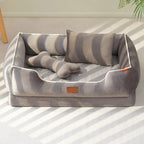 Cama para Mascotas de Confort de Terciopelo Suave con Cojín y Respaldo