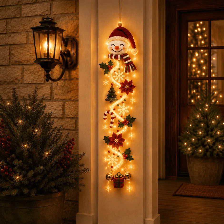 NOELVYN – Decoración navideña iluminada para la puerta con luces en espiral