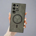 Funda de cuero para teléfono Samsung | Funda de carga inalámbrica magnética
