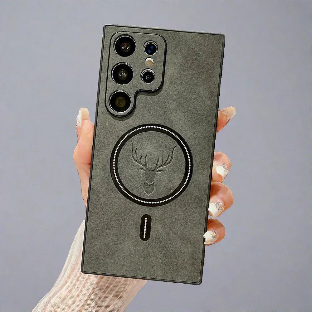 Funda de cuero para teléfono Samsung | Funda de carga inalámbrica magnética