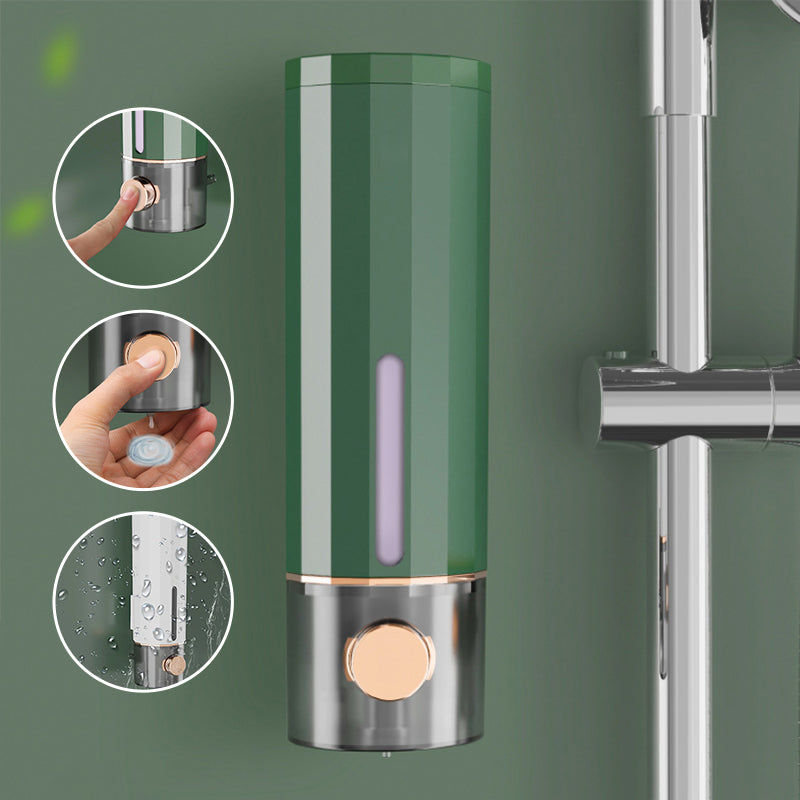Dispensador de Jabón de Pared en Blanco/Verde Oscuro para Ducha
