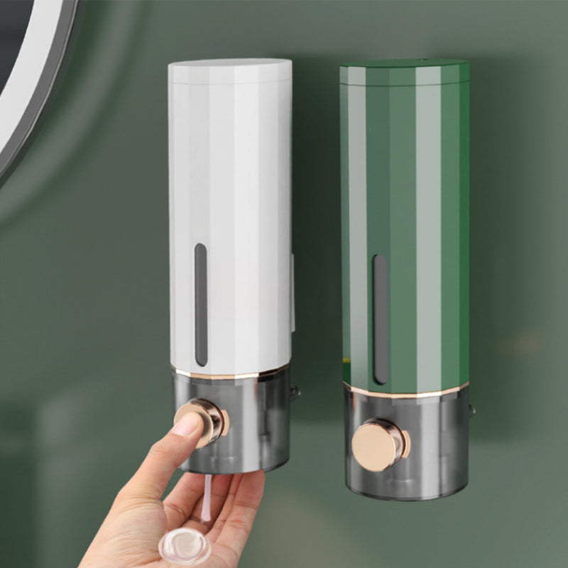 Dispensador de Jabón de Pared en Blanco/Verde Oscuro para Ducha