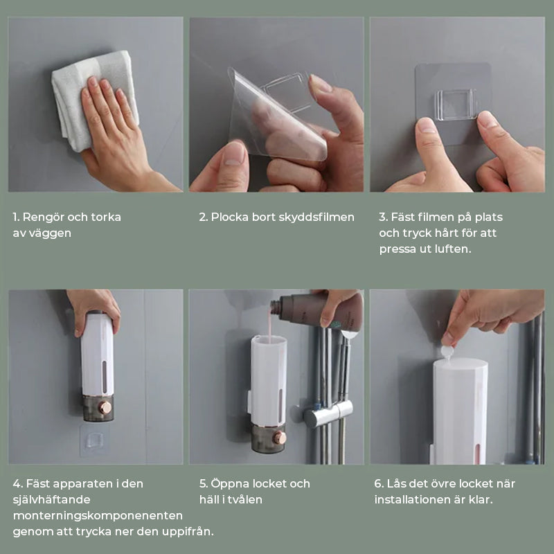 Dispensador de Jabón de Pared en Blanco/Verde Oscuro para Ducha