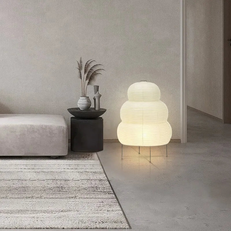 SabiGlow - Lámpara de pie de papel de arroz Wabi Sabi artística con trípode ajustable