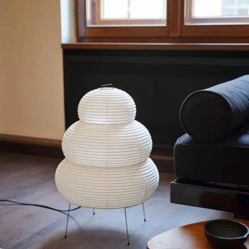 SabiGlow - Lámpara de pie de papel de arroz Wabi Sabi artística con trípode ajustable