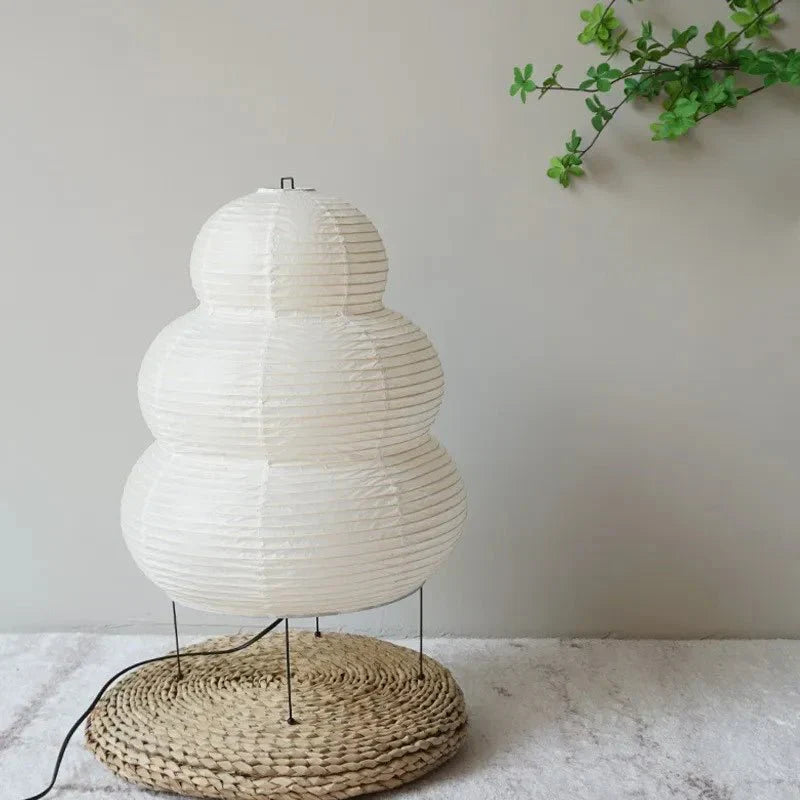 SabiGlow - Lámpara de pie de papel de arroz Wabi Sabi artística con trípode ajustable