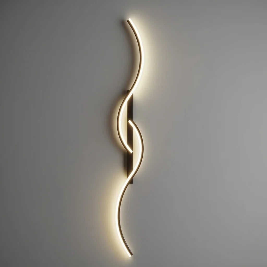 Moderna lámpara de pared LED en forma de ola – regulable y elegante en oro/negro