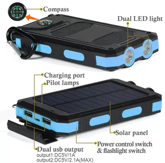 Banco de Energía Solar Impermeable para Aventuras al Aire Libre