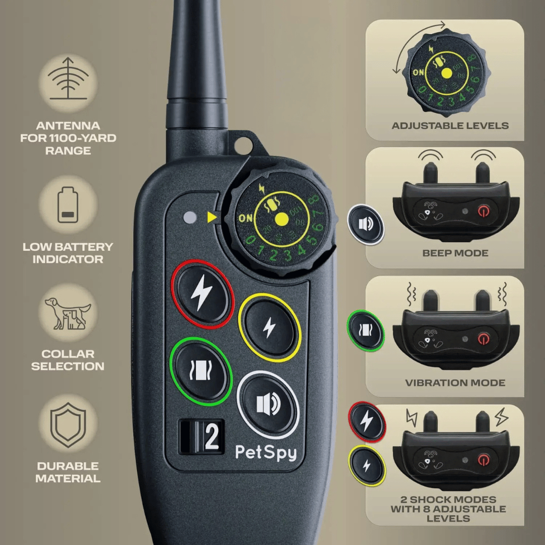 Collar E de Entrenamiento para Perros Impermeable de Largo Alcance 1000m & Control Remoto