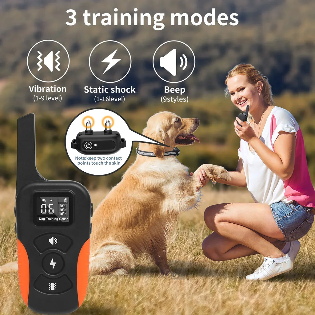 Collar de Entrenamiento Remoto a Prueba de Agua para Perros con Choque y Beep