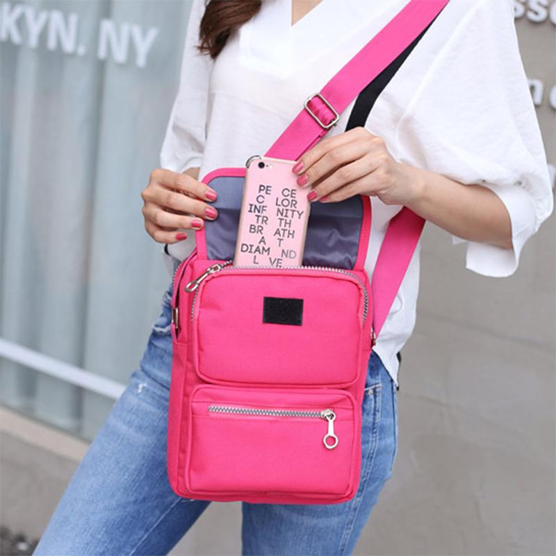 Bolso de Hombro Cruzado Impermeable de Nylon para Mujeres con 6 Bolsillos