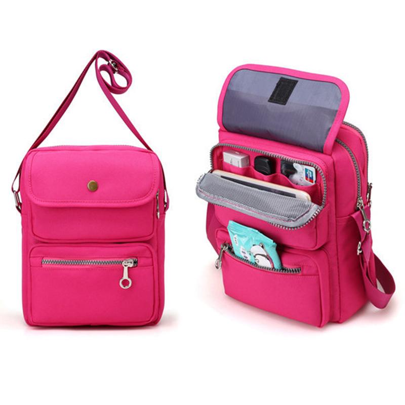 Bolso de Hombro Cruzado Impermeable de Nylon para Mujeres con 6 Bolsillos