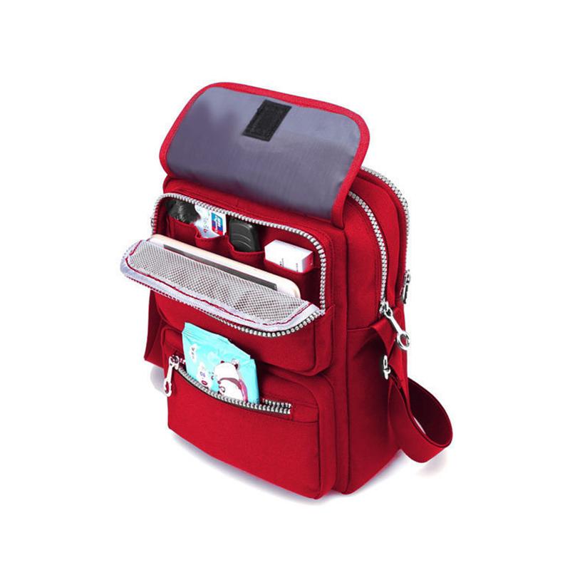 Bolso de Hombro Cruzado Impermeable de Nylon para Mujeres con 6 Bolsillos