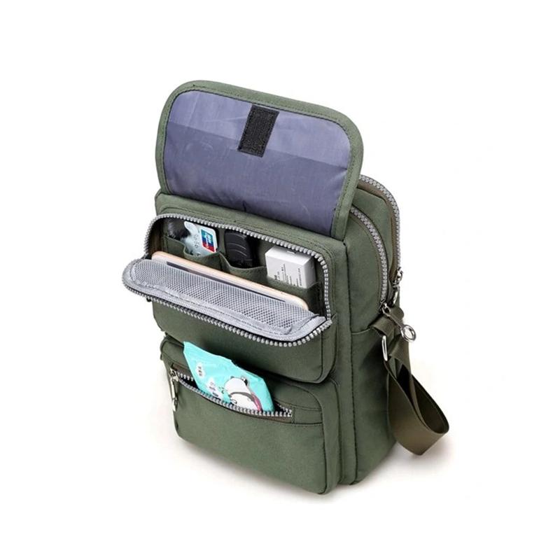 Bolso de Hombro Cruzado Impermeable de Nylon para Mujeres con 6 Bolsillos