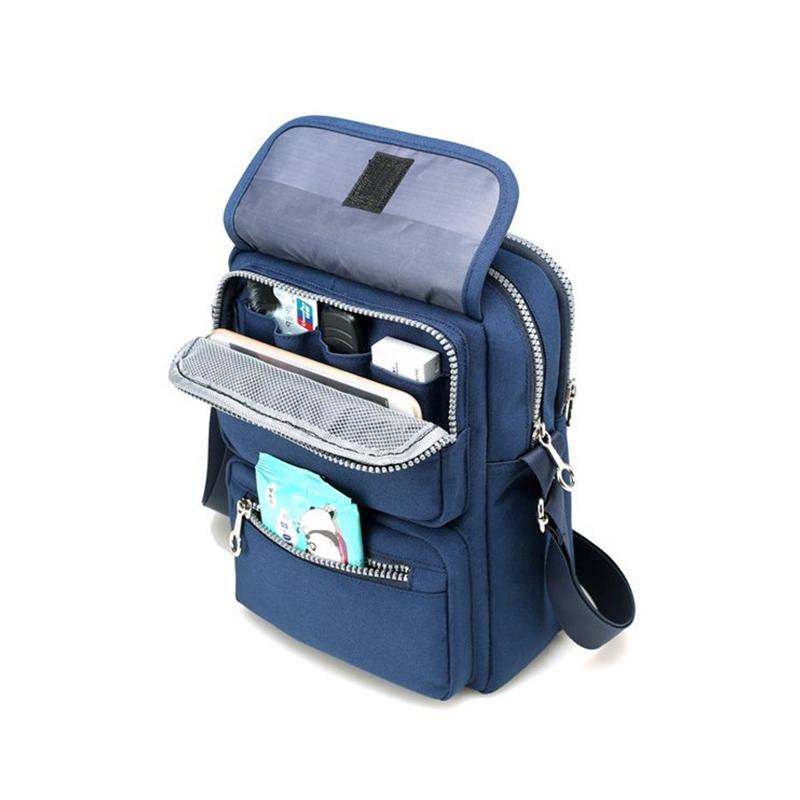 Bolso de Hombro Cruzado Impermeable de Nylon para Mujeres con 6 Bolsillos