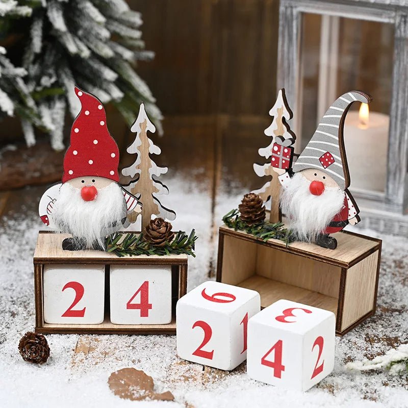 Calendario de Cuenta Regresiva de Navidad Pintado a Mano – Decoración Navideña Festiva para el Hogar y Regalo de Cuenta Regresiva de Año Nuevo