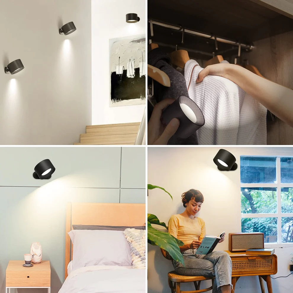 Vista - Lámpara de pared LED recargable 360°