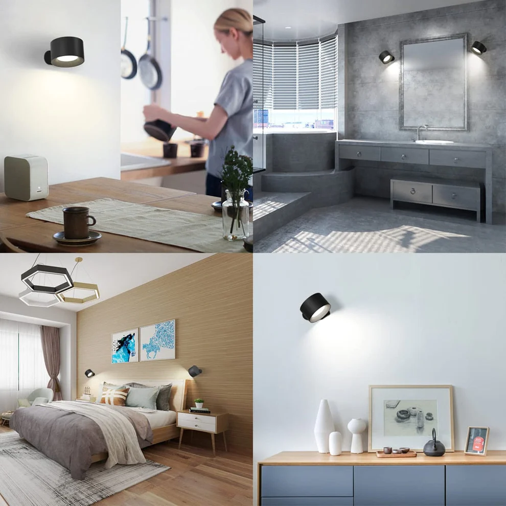 Vista - Lámpara de pared LED recargable 360°