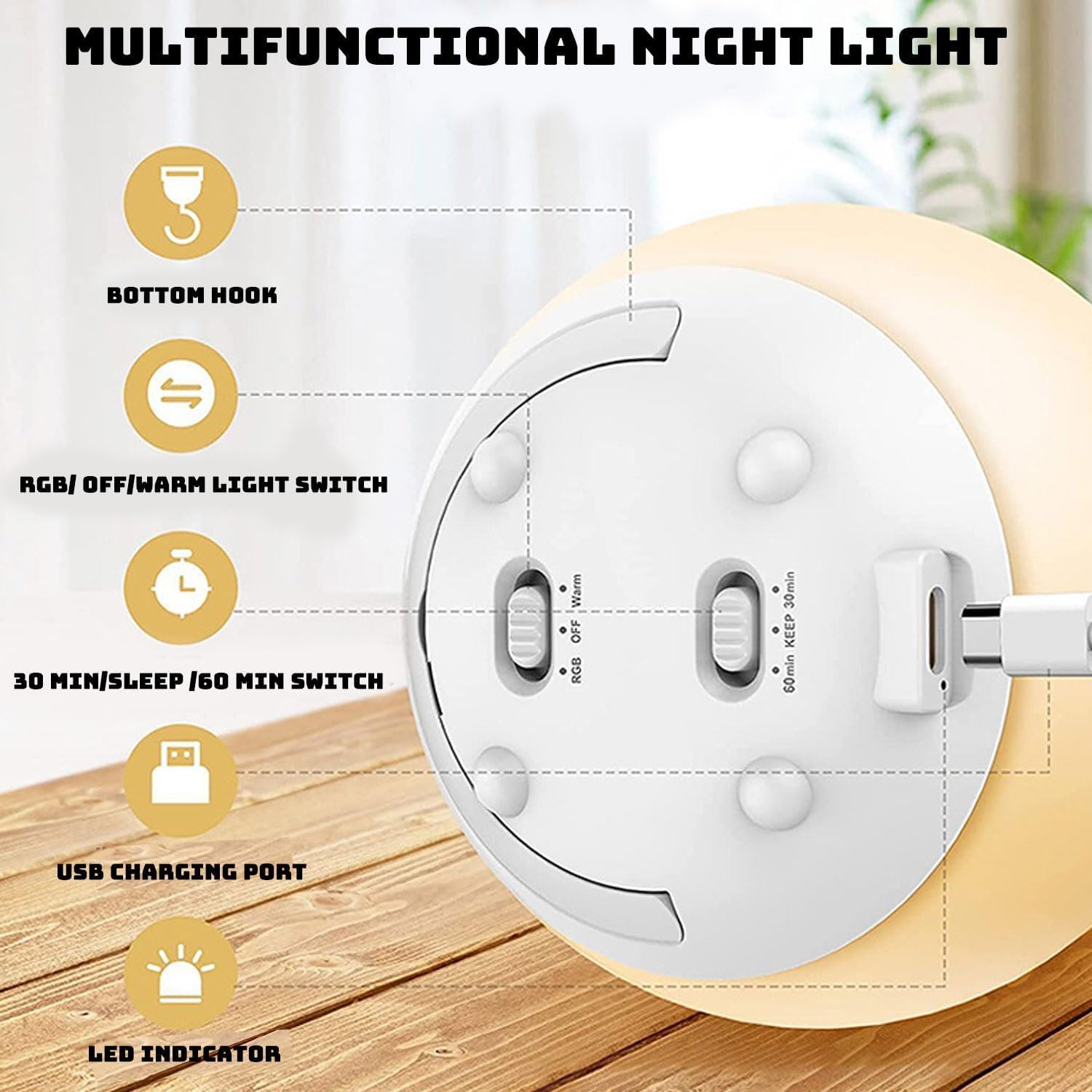 Luz Nocturna para Lactancia | Silicona Libre de BPA | Amigable con los Ojos